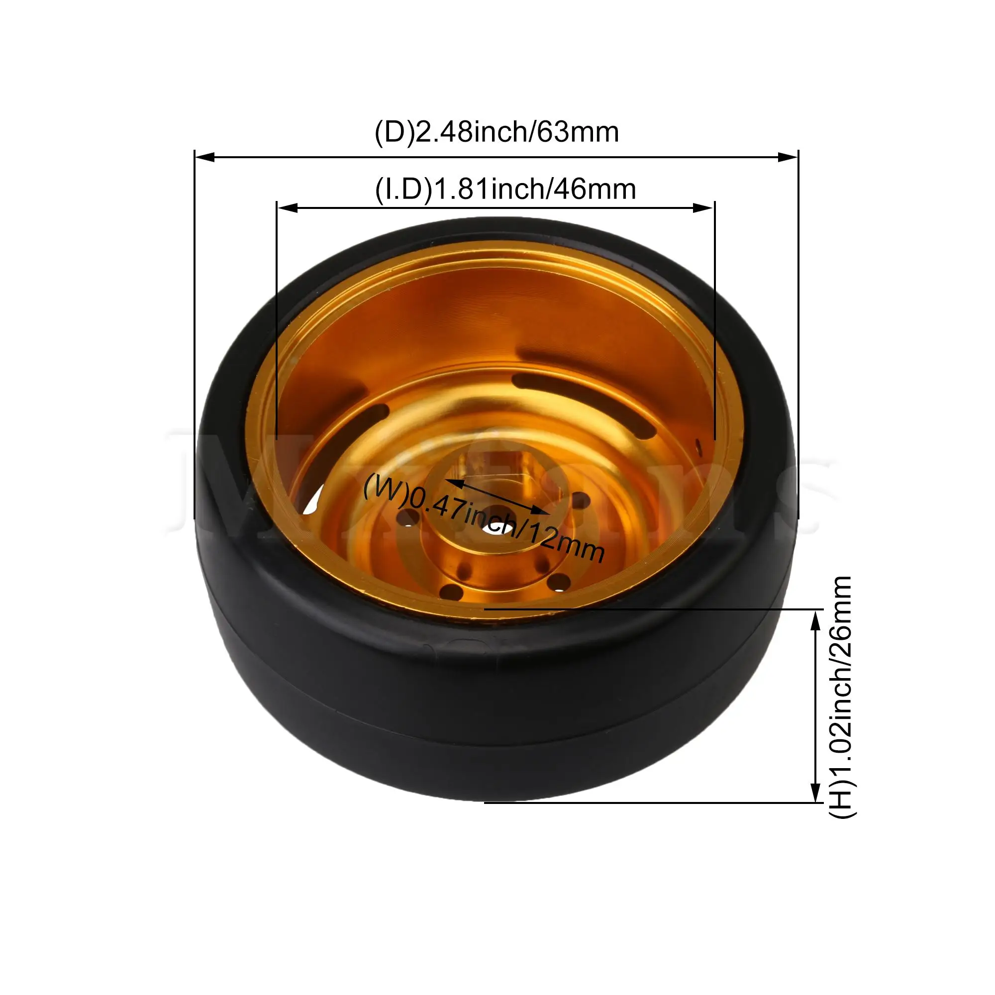 

Mxfans 4x RC Car 1:10 Plastic Tyre Gold Wheel Rim Replacement for WPL D12-031