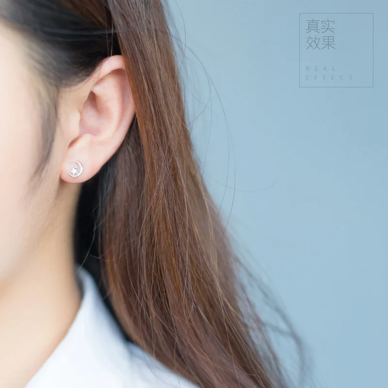 Женские серьги гвоздики из серебра 100% пробы 7 мм мм|fashion stud earrings|stud earringsstar earrings |