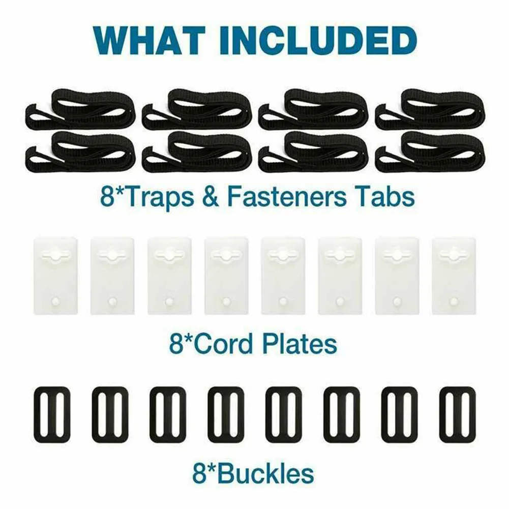 

1 Set Pool Cover Roller Straps 178x2.5cm Accessory Black+ White Universal Buckles Fastener Plates