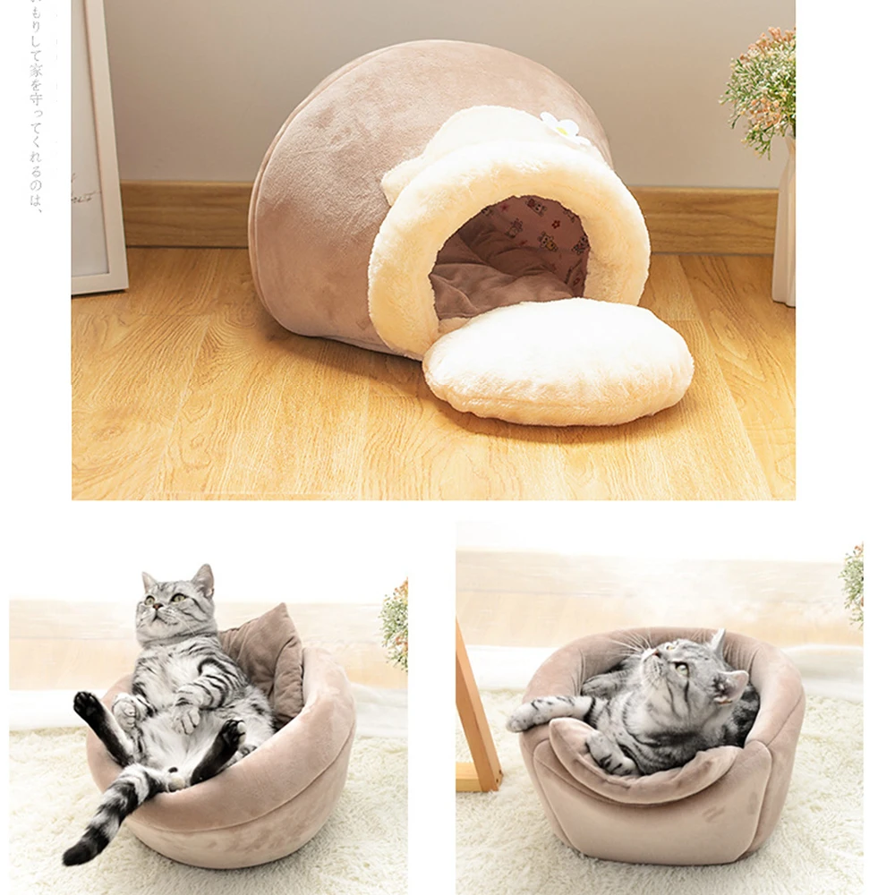 

3in1 Pet bed for Cat Dog Soft Nest Kennel Cat Bed House Pot Shaped Cave House Sleeping Bag Mat Pad Tent Pet Winter Warm Cozy Bed