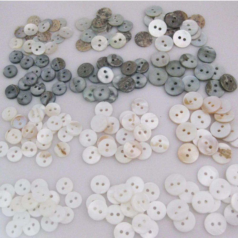 

NBNVKK 9mm 10m 11.5mm 30Pcs Strong Quality Nature Sea Shell Fresh Water Pure White Gray Seashell Buttons Shirt Accessories