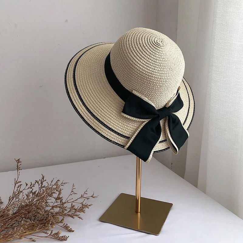 

Шляпа рыбака с большими краями и бантом, пляжная шляпа от солнца для отдыха, соломенная шляпа для литературы и отдыха, летняя шляпа