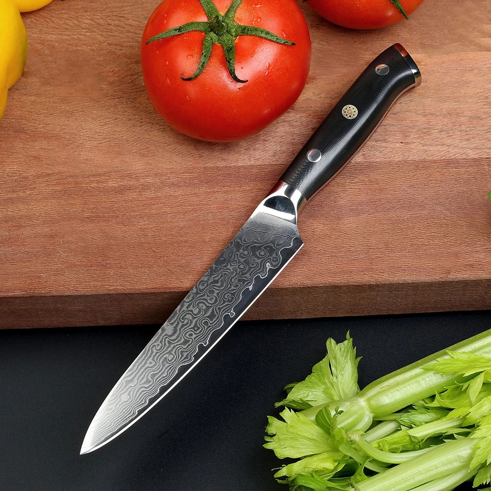 

5 inch Utility Kitchen Knife Japanese VG10 Steel Razor Sharp Blade G10 Handle Damascus Cleaver Slicing knife