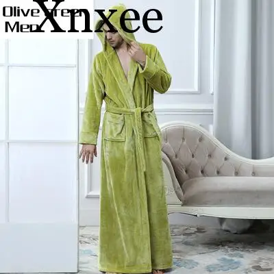 Парный сверхдлинный теплый Халат с капюшоном для женщин и мужчин зимний