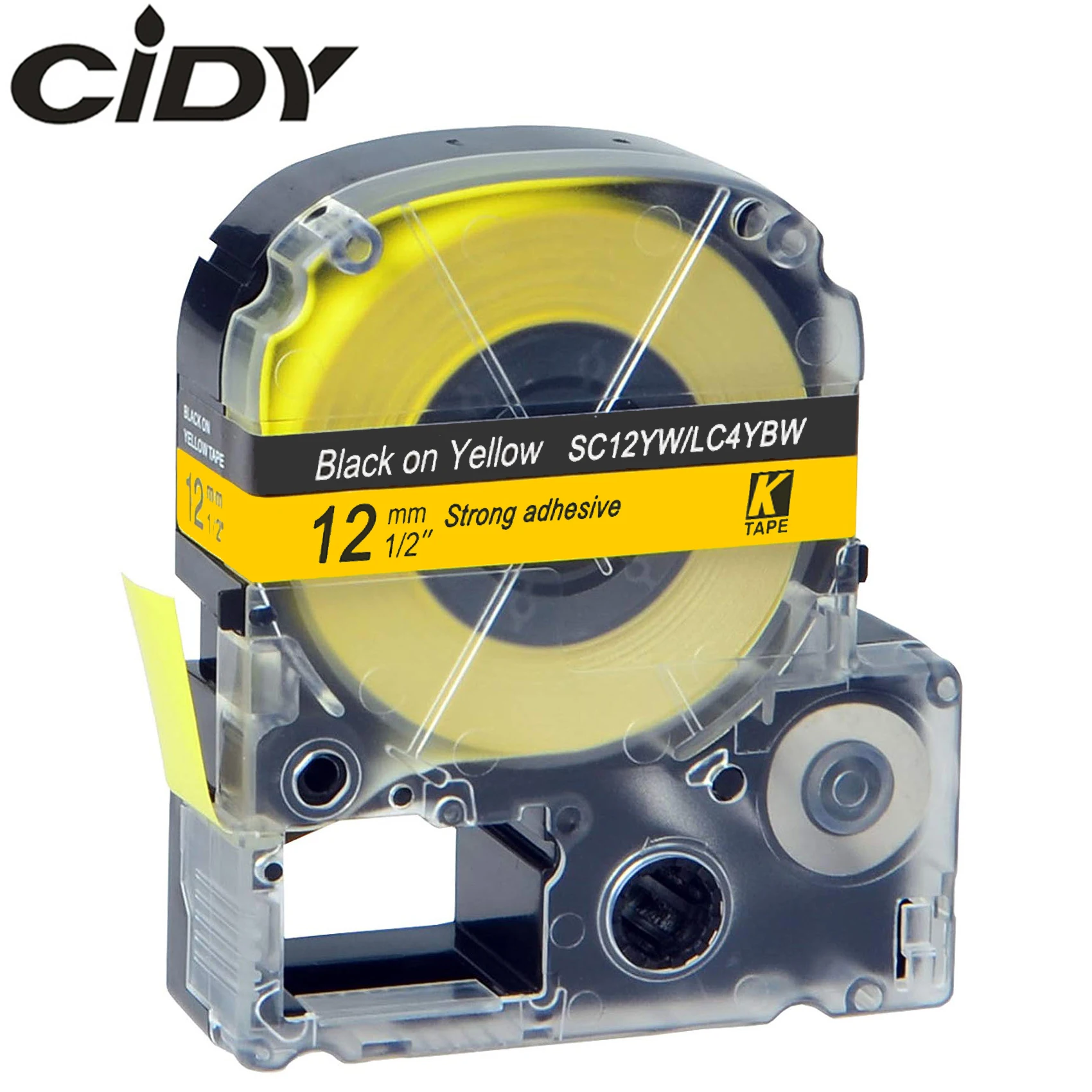 

CIDY 20 шт. совместимый с SC12YW/LC-4YBW 12 мм черный на желтом прочной клейкой ленте или KingJim машина для этикеток LW300 LW400