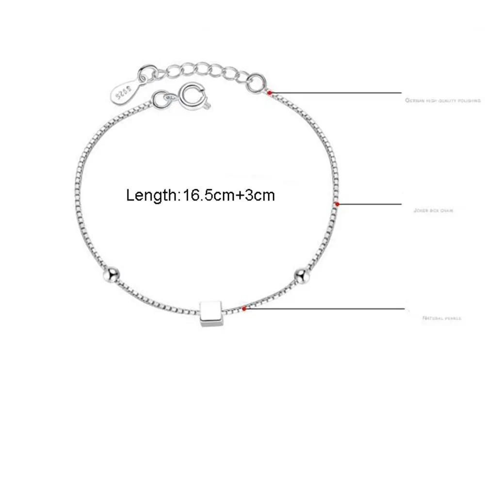 Женский браслет серебряного цвета с квадратными бусинами в форме звезды|Цепочки