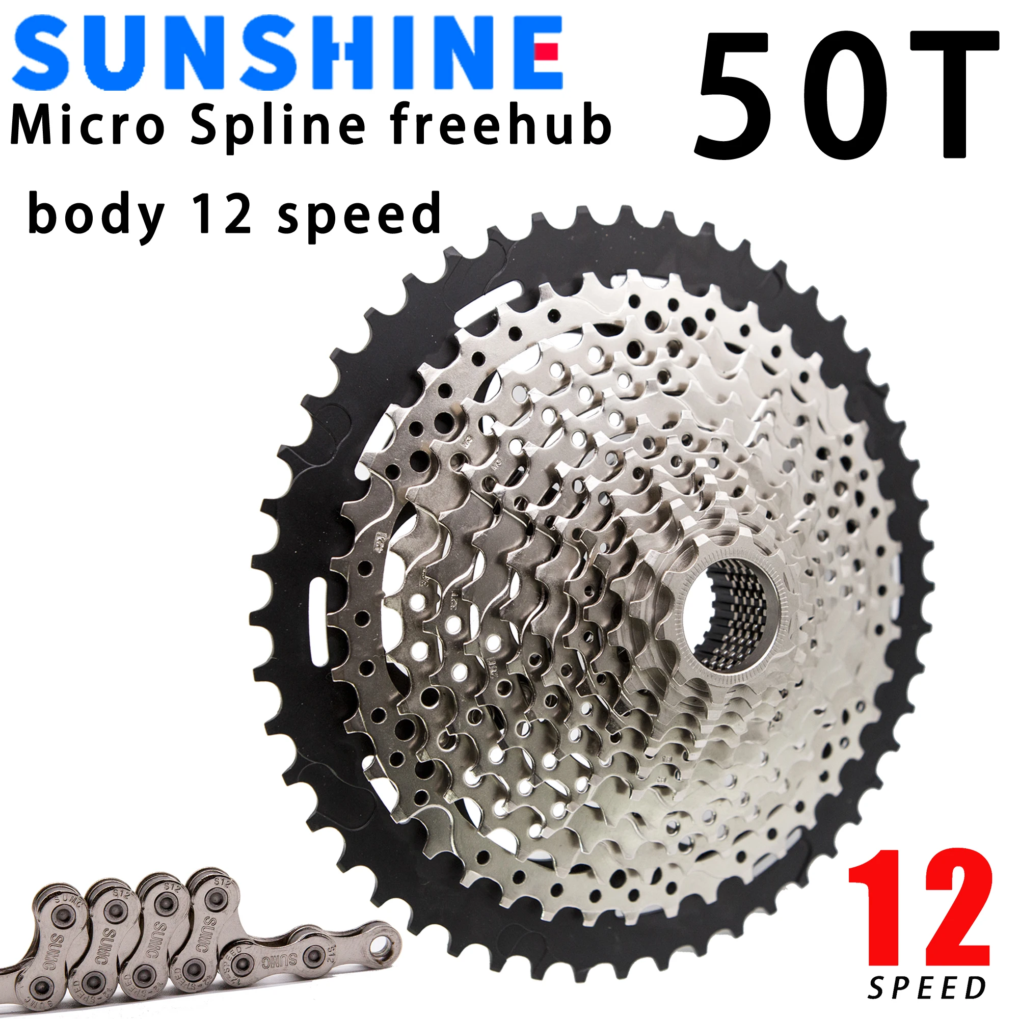 

SUNSHINE SHIMANO корпус трещотки cassette12 Скорость MTB микро шлицевой Sprocke трещотки велосипедные ступицы ядро для XT XC M8100 SLX 50Tbike Новый