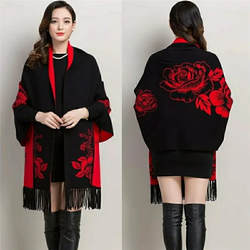 Женская накидка на весну и осень новая женская шаль с цветком пиона модный