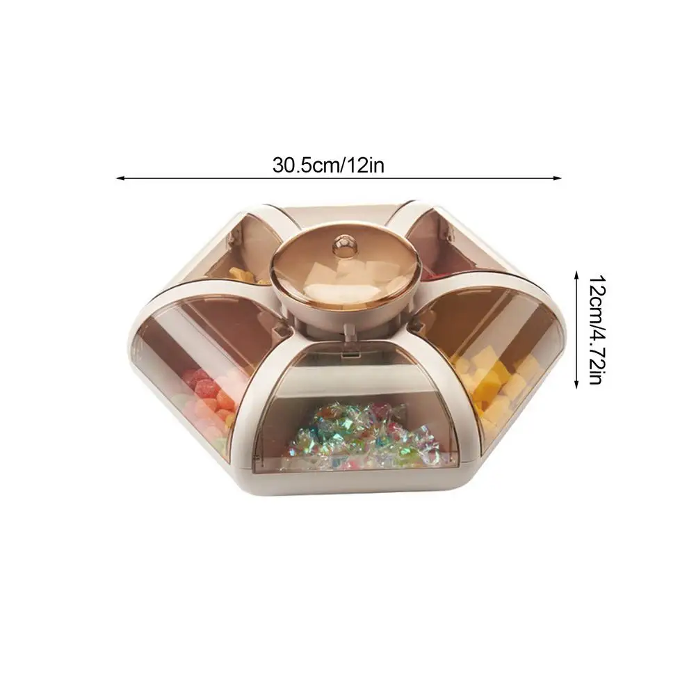 

Creative Lotus Fruit Tray Living Room Push-type Compartment With Lid Candy Box New Year Snack Dry Good Nut Finishing Storage Box