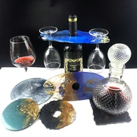 2021 hot floral shape wine glass holder resin molds wine caddy butler silicone molds resin epoxy silicone agate wine rack molds