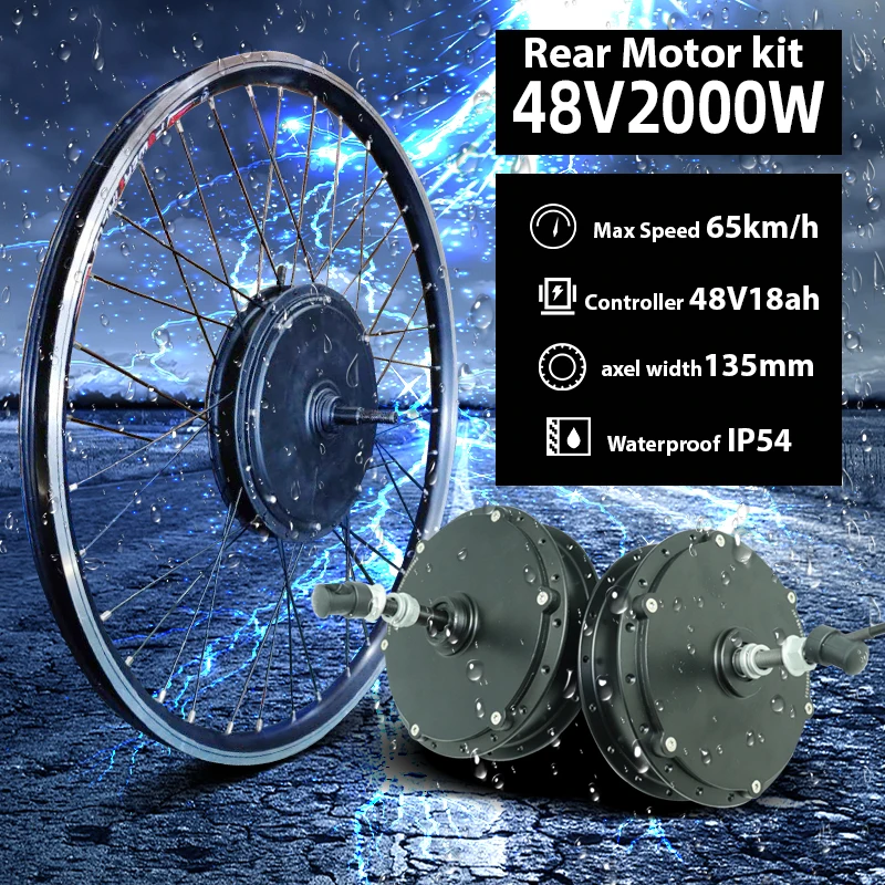 Bestellen 2000W Hinten Rad DIY Ebike Conversion Kit Ausgerichtet Hub Motor 20-29 Zoll Elektrische Bike Conversion Kit Hailong Batterie Freies Verschiffen