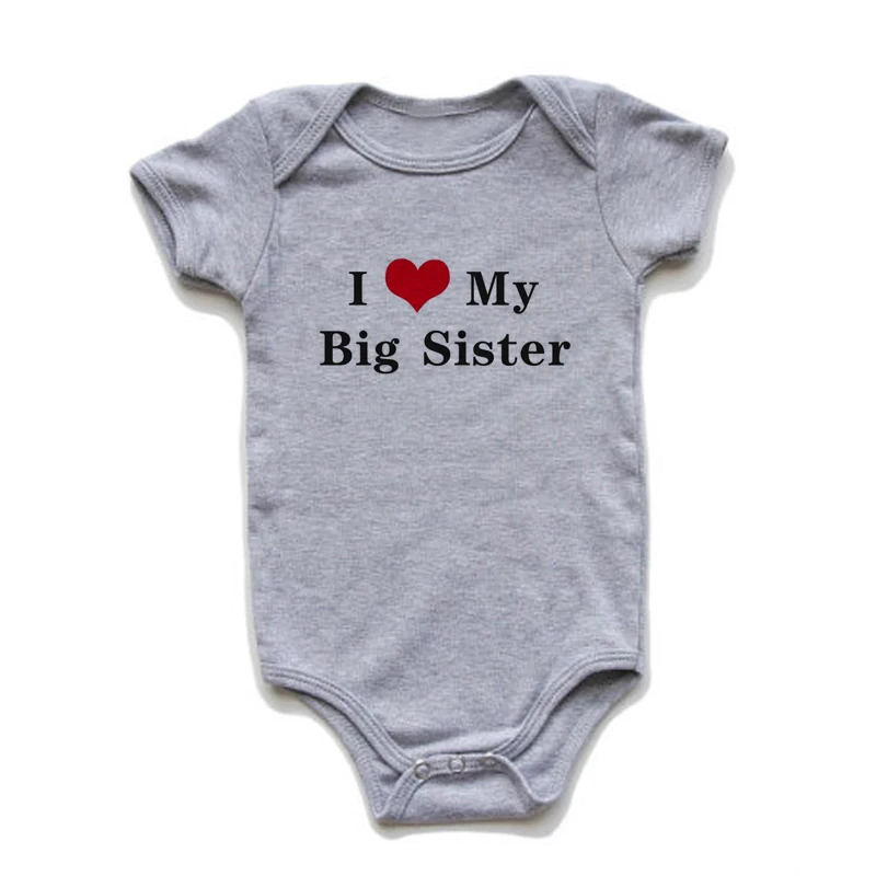I Love My Big Sister Детские комбинезоны с надписью «I Love My Big Sister», одежда для маленьких мальчиков и девочек хлопковые комбинезоны одежда для новорожденных от 0 до 24 месяцев - Цвет: I Love My Big Sister