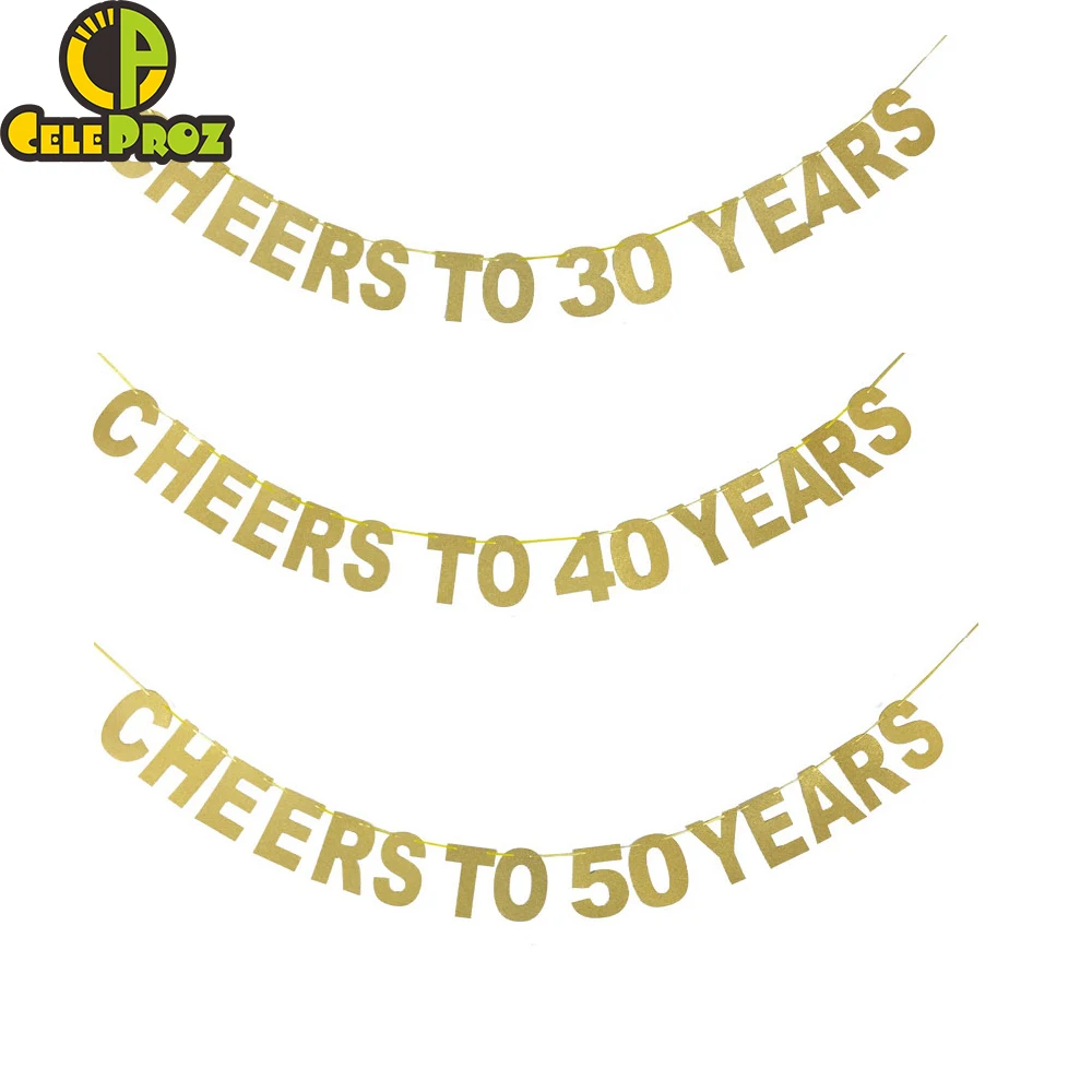 Годовщине вечерние Бумага Золотая блестящая черная флаг ура до 30 лет Galand День