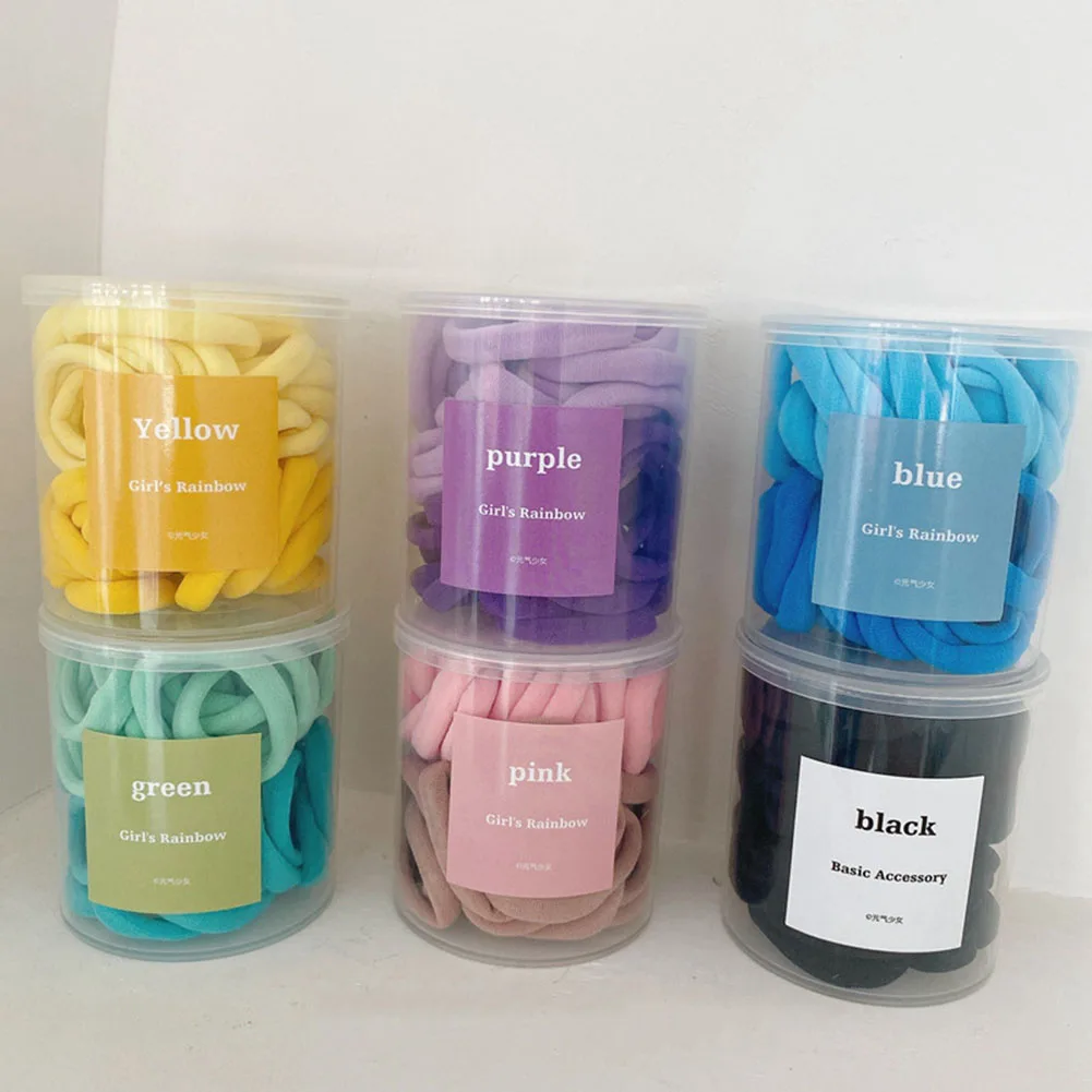 

50pcs/Set Girls Colorful Nylon Small Elastic Hair Bands Children Ponytail Holder Rubber Bands Headband Kids Hair Accessories