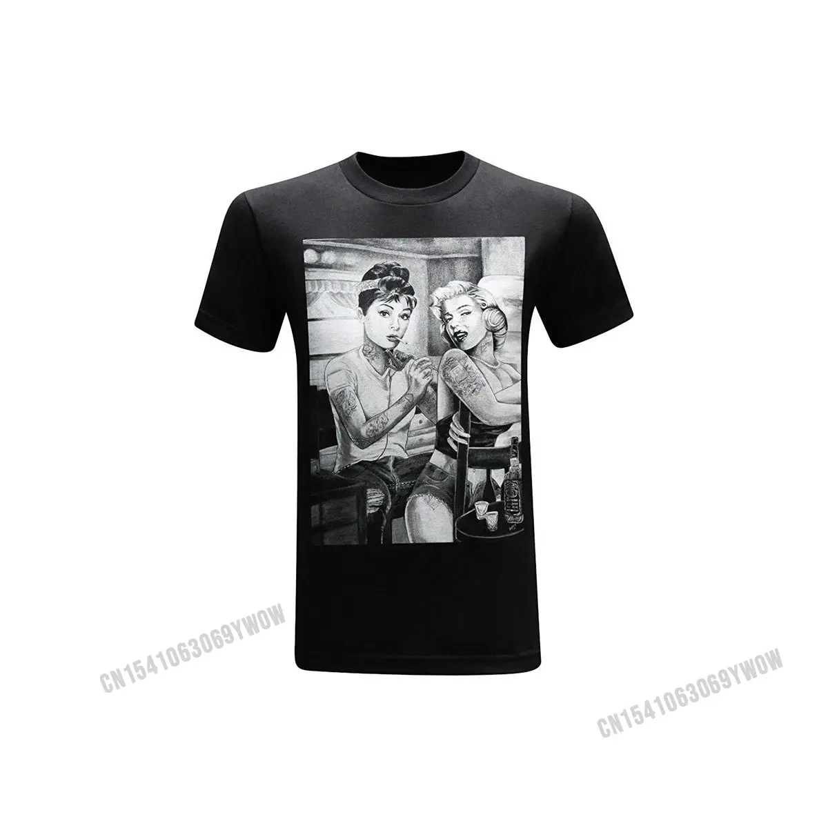 

Marilyn Monroe and Audrey Hepburn Tattooed Twins Men's Funny T-Shirt Casual Tops Shirts for Men Cotton T Shirt Hip hop Designer
