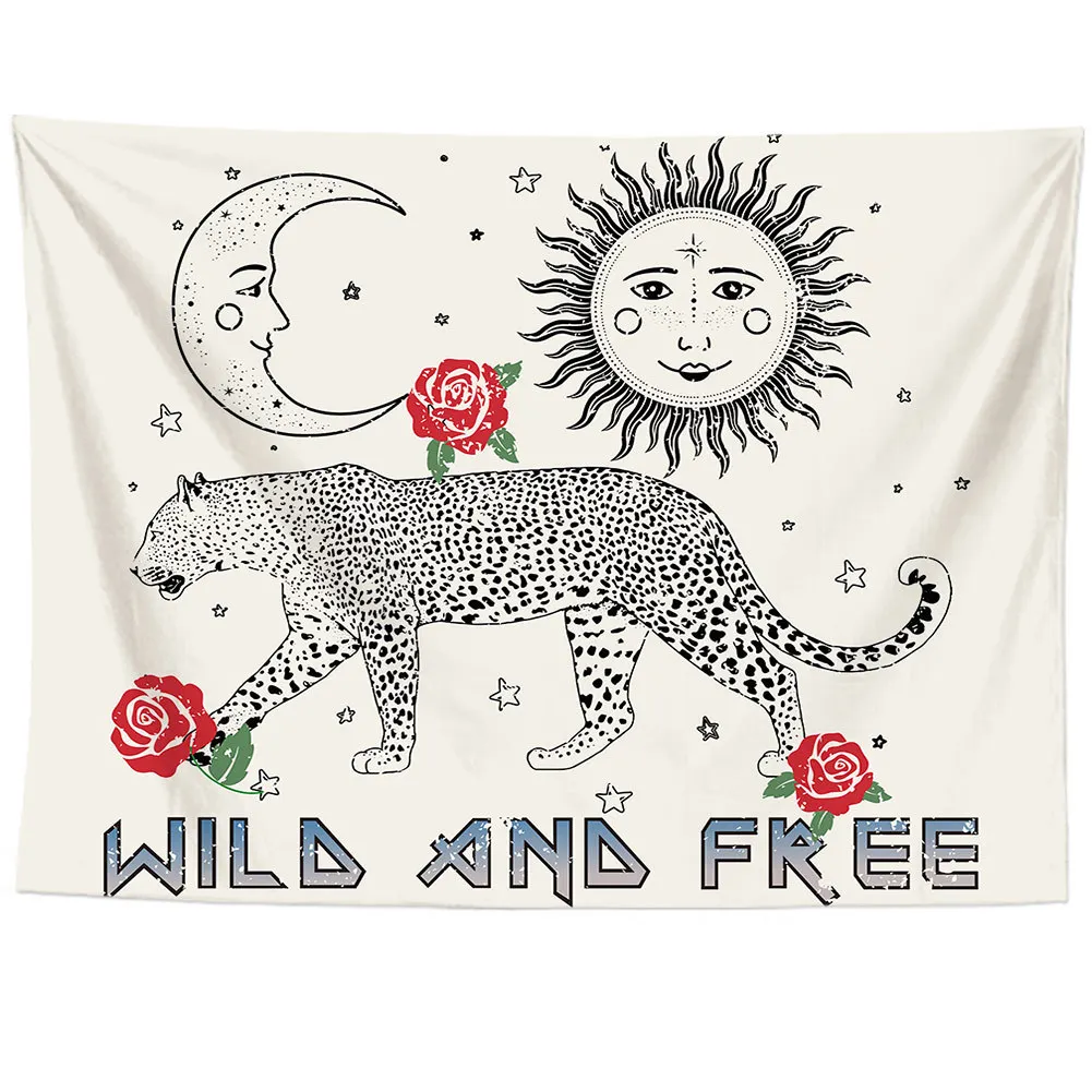 

wild leopard tapestry wall rug sun moon flower wall sheet carpet wall blanket