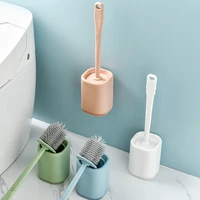toilet brush wall mounted silicone toilet brush punch free bathroom wc brush set long handle no dead angle cleaning brush