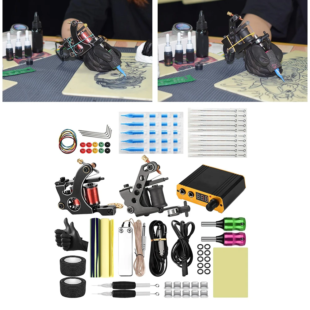 

Complete Tattoo Kit Coil Tattoo Machine Set Tattoo Power Supply Needles Professional Tattoo Machine Kit For Beginner Starter