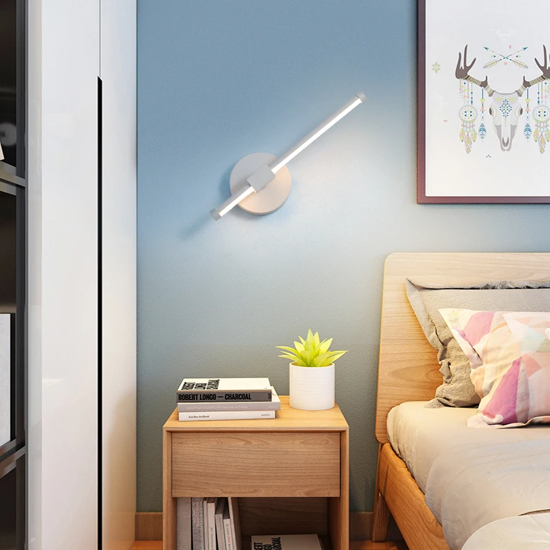 

Modern LED Wall Lamp Nordic Adjustable Arm Bedroom Living Room Study Bedside Sconces Home Decor White Black Wall Lights Fixture