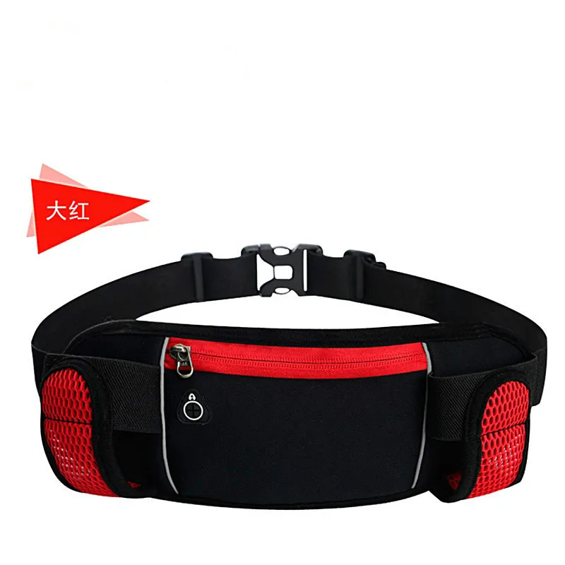Running Bags Waist 2 Water Bottle Outdoor Camping Hiking Fitness Man Women Gym Lightweight Belt Bag Female Sports Fanny Packs - Цвет: Red