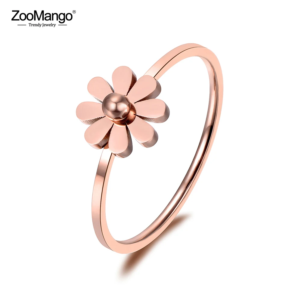ZooMango простые лепестки подсолнуха титановое стальное кольцо милая розовая