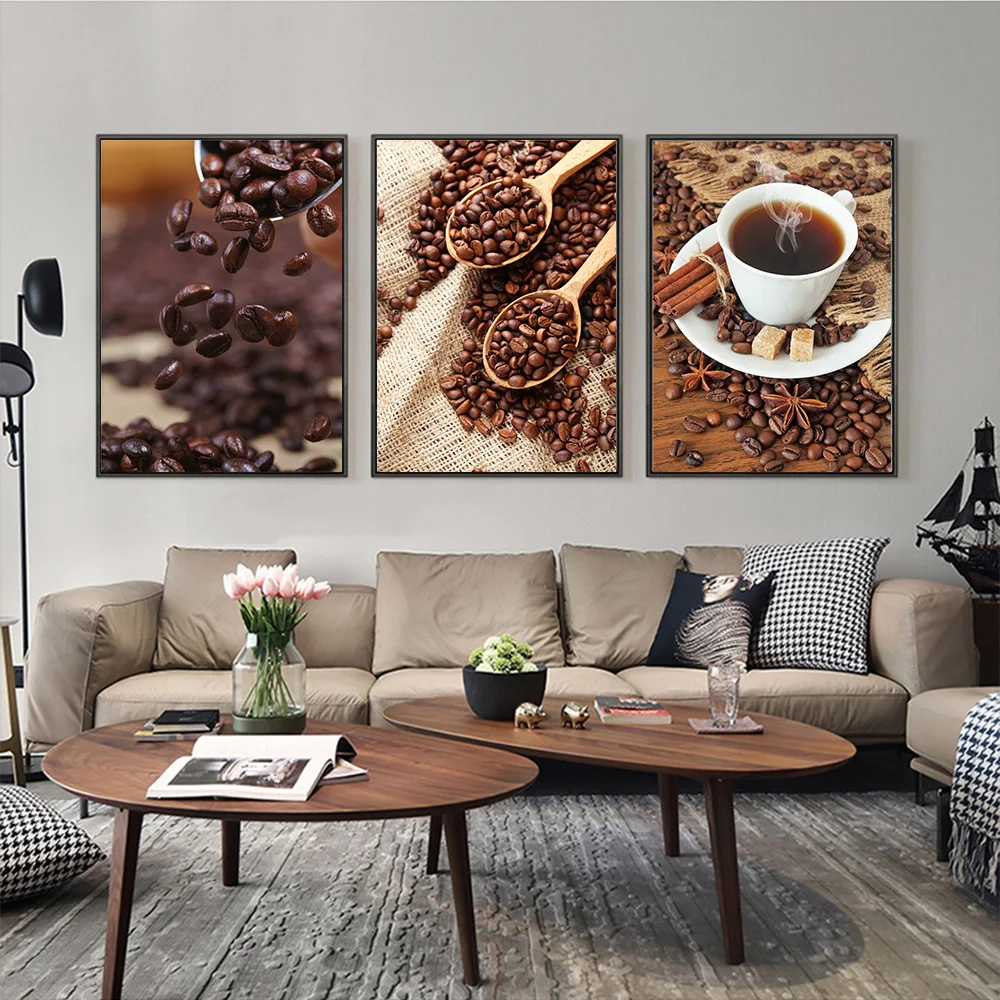 Винтаж Кофе Bean Холст Картина Wall Art кофейные домашние плакаты принты современный