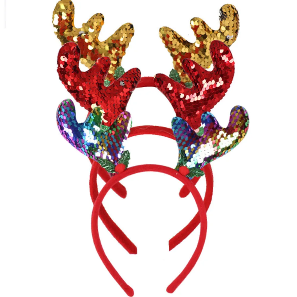 Новогодняя повязка на голову с оленями и Сантой|Рождественские повязки| |