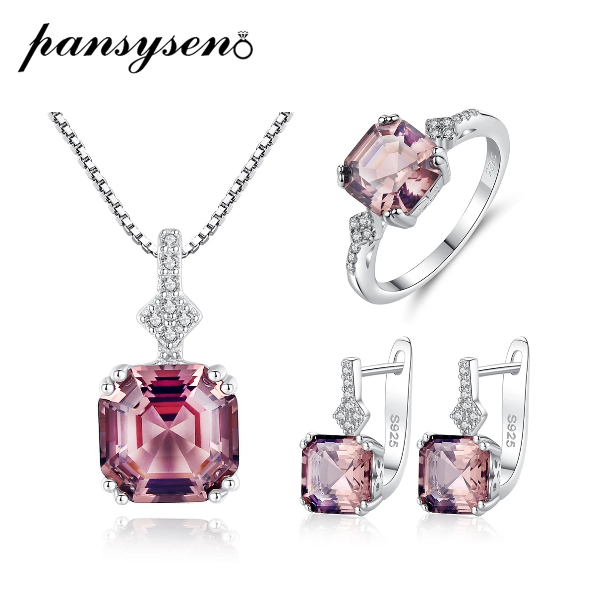 Женский Свадебный комплект из колье серёг и кольца серебра 925 пробы|Ювелирные