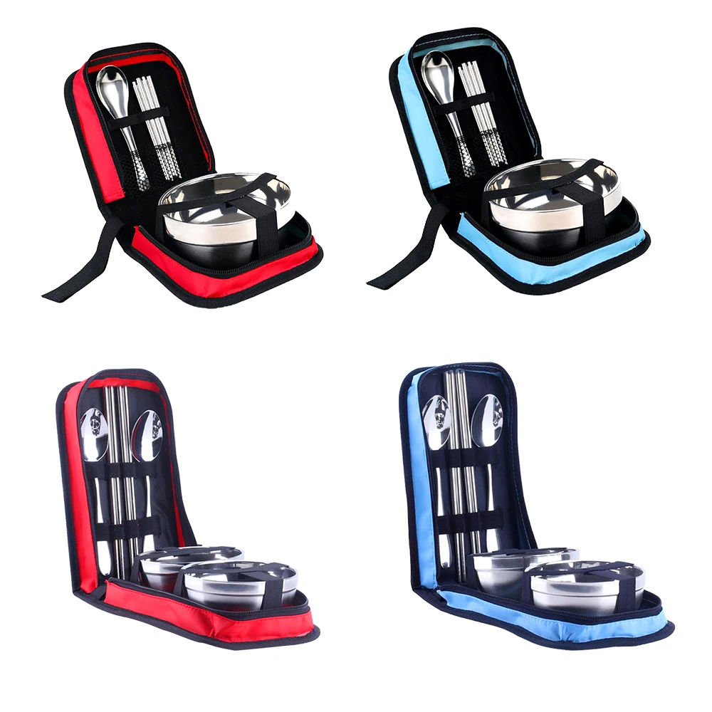 

Outdoor Portable Tableware Storage Bag Spoon Bowls Chopsticks Stainless Steel Tableware Set Storage Basket Kitchen Accessories