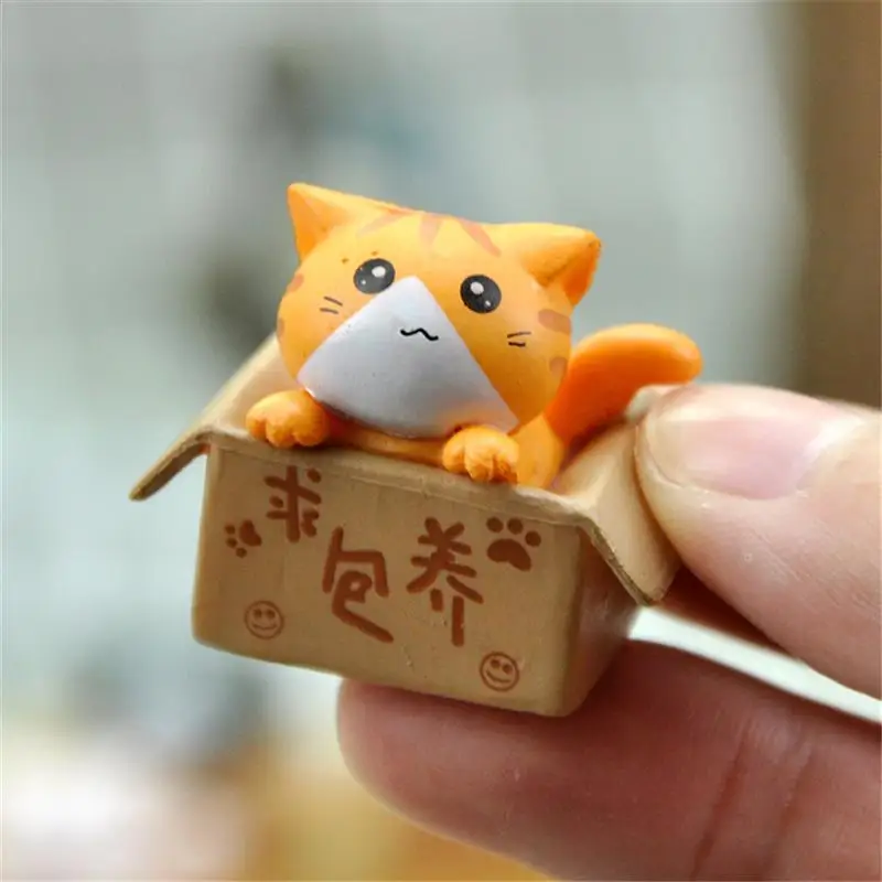 

Cute Mini Cat In The Box Sculpture Abstract PVC Sculpture Ornaments Home Desktop Decorative Accessories Furnishings Home Decor