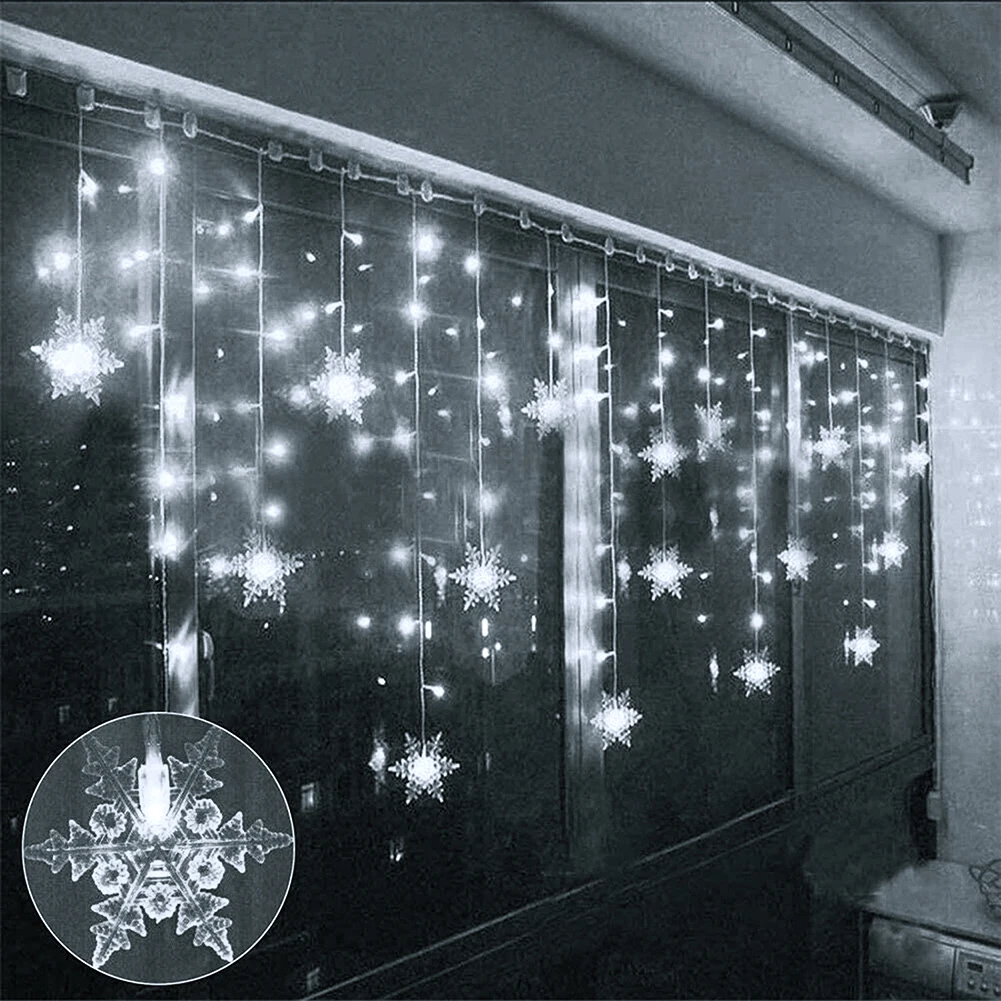 

LED Garland Curtain String Lights Christmas Snowflake Light Remote Control Wedding Lamp Home Bedroom Holiday New Year Decoration