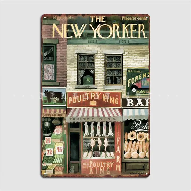 

Винтажный чехол New Yorker около 1947, металлический знак, декор для кинотеатра, гостиной, кухни, Настенный декор, жестяной плакат