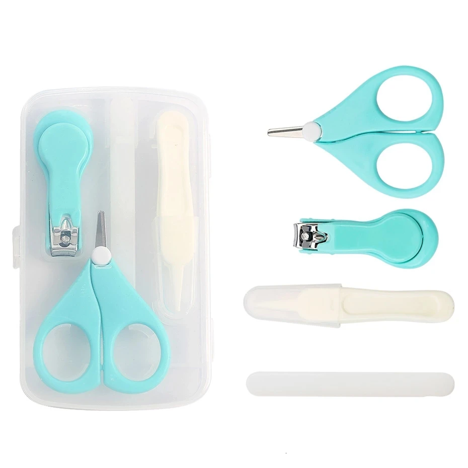

4pcs Baby Healthcare Kits Baby Nail Care Set Infant Finger Trimmer Scissors Safety Nail Clippers Storage Box For Travel