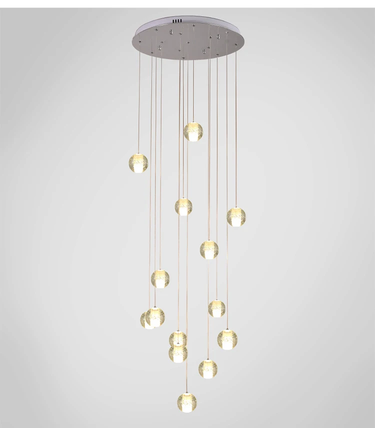 Современные стеклянные светодиодные подвесные лампы с хрустальными шариками