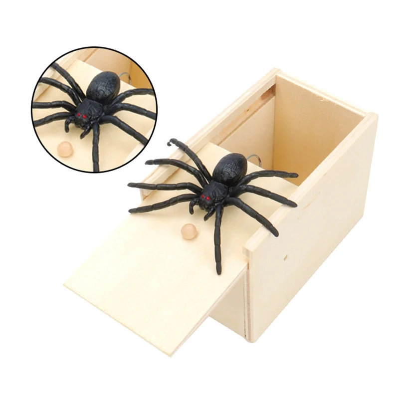 

Trick Toy for Kids/Adults Prank Wooden Box April Fool's Day Relieve Stress Toy Funny Trick Supplies with Tricky Spider