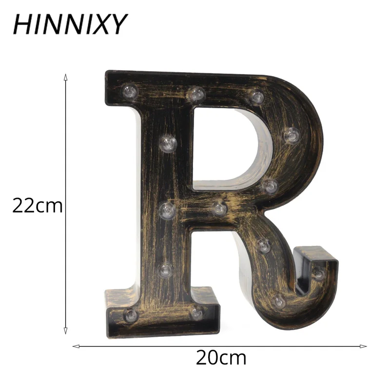 Hinnixy A-R настенный светодиодный светильник в стиле ретро с буквами, промышленный стиль, для бара, кафе, домашний декор, 3D Алфавит, аксессуары для помещений, ночной Светильник