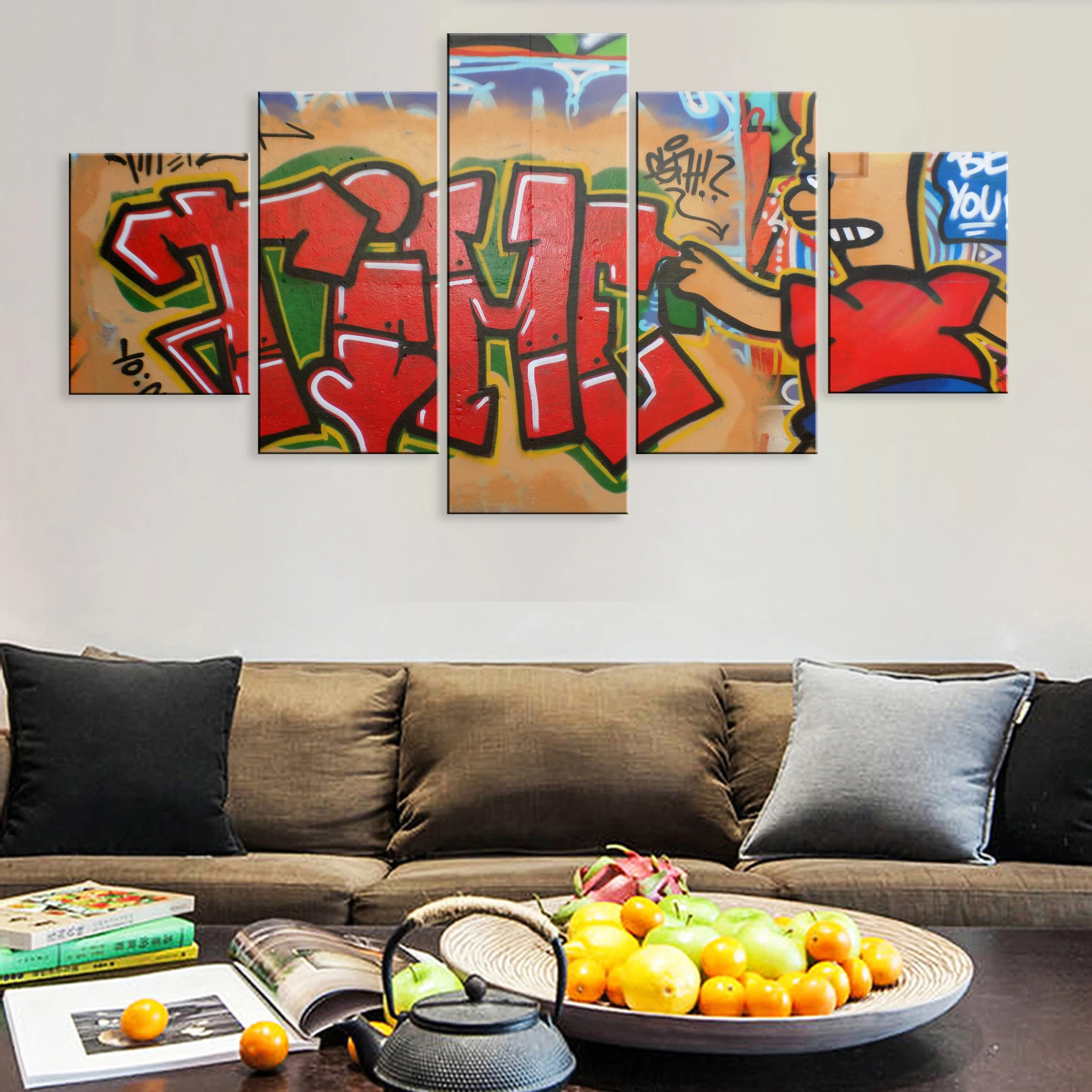 

Hd Printed Modern 5 Pieces Modular Painting Canvas Home Decor Framework Street Art Graffiti Abstract