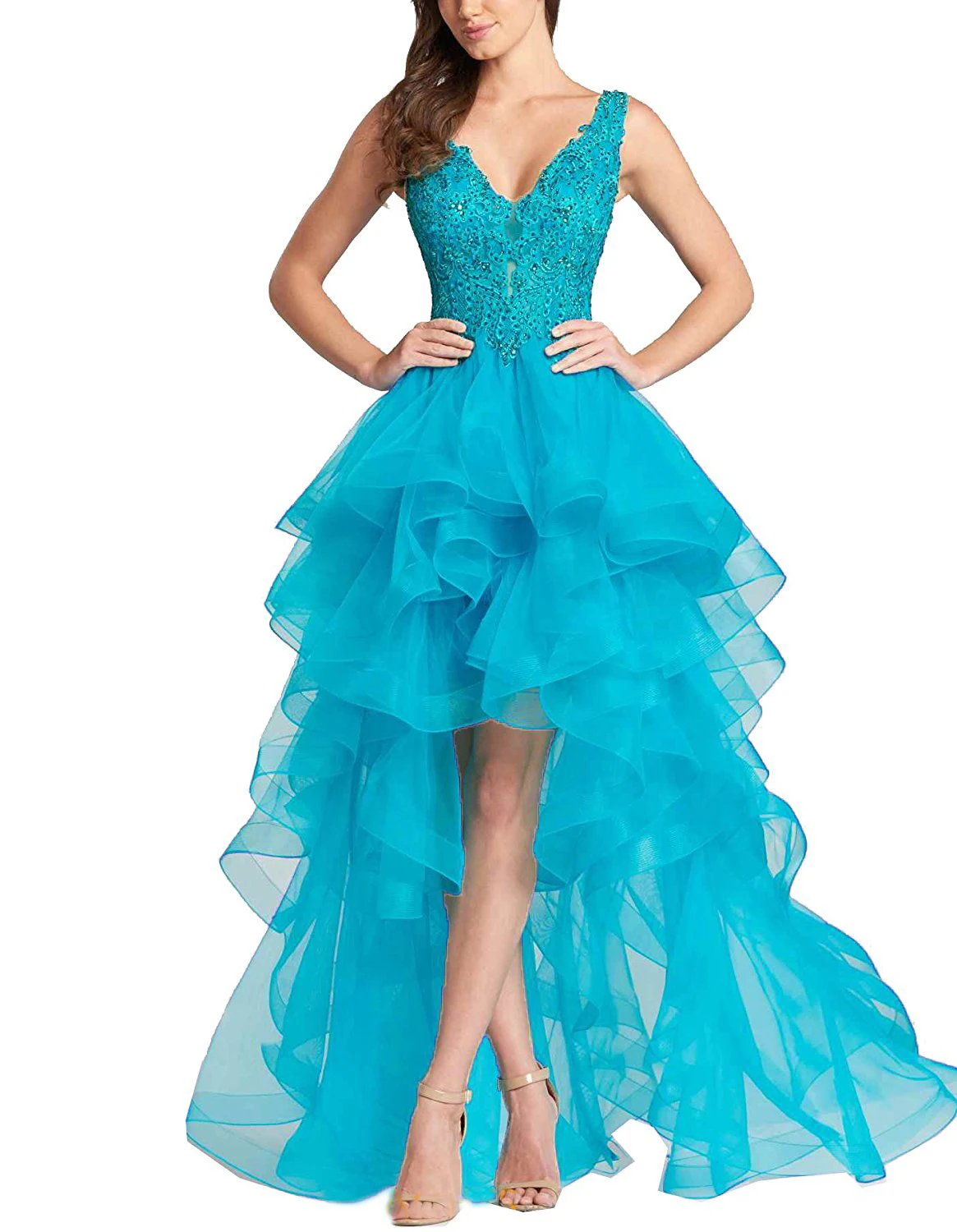 

Платье для выпускного вечера, сексуальное платье с V-образным вырезом, коктейльные платья, высокая низкая мягкая Тюлевая юбка