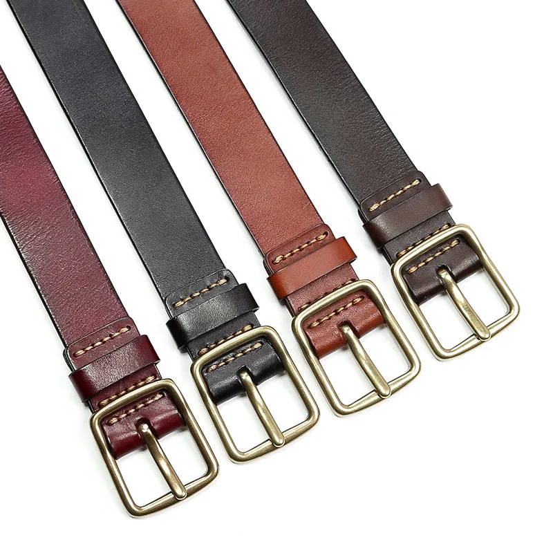 

Luxury genuine leather belt men vintage leather belts men's jeans strap black color wide strapping waistband brown thong ADQW