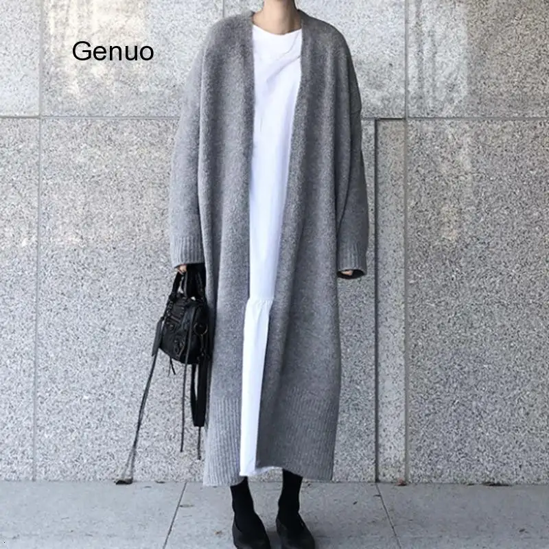 Женский кардиган оверсайз с длинным рукавом повседневный длинный кашемировый
