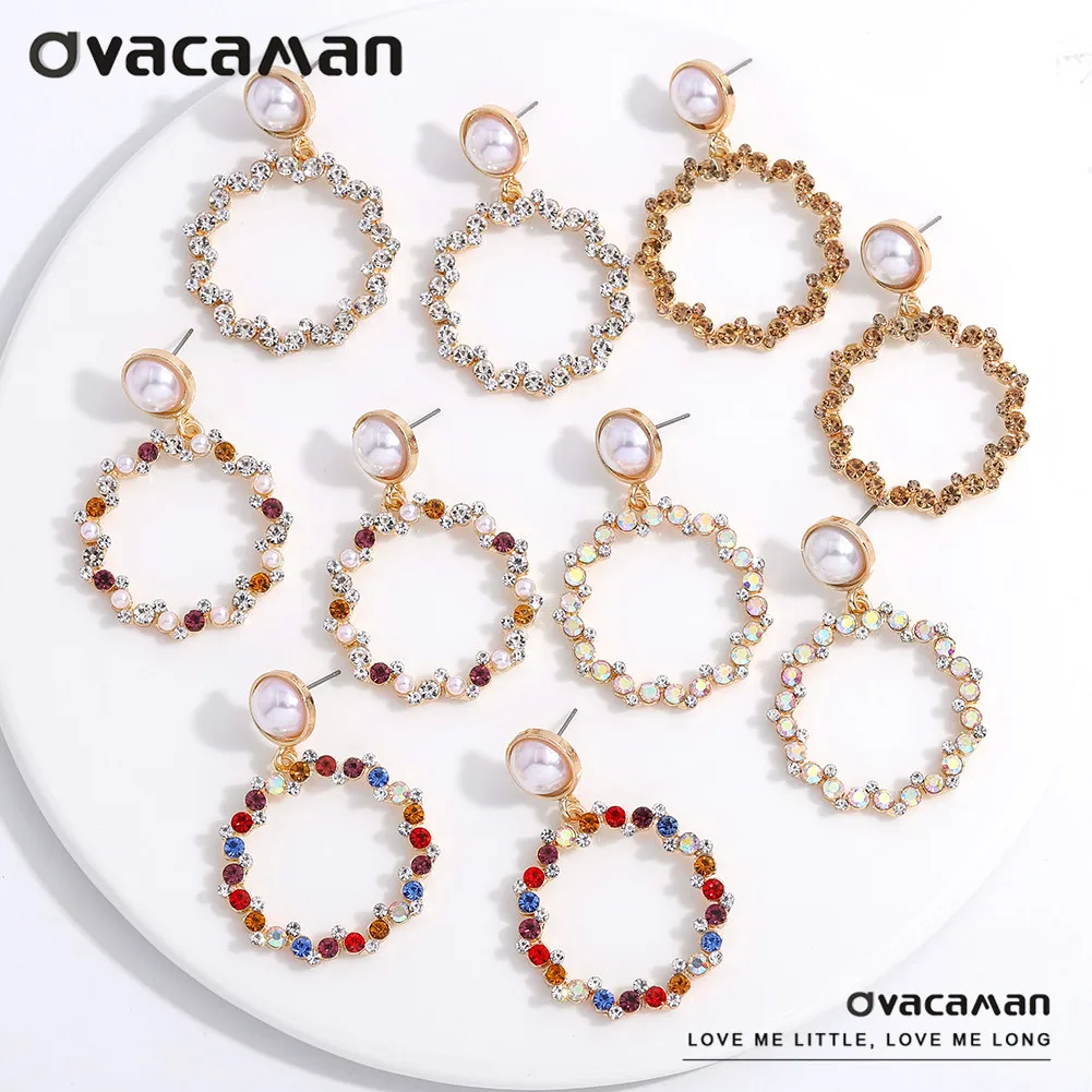 

Dvacaman, стеклянные камни, геометрические круглые Висячие серьги для женщин, богемные Красочные Бриллиантовые висячие серьги, модные ювелирны...