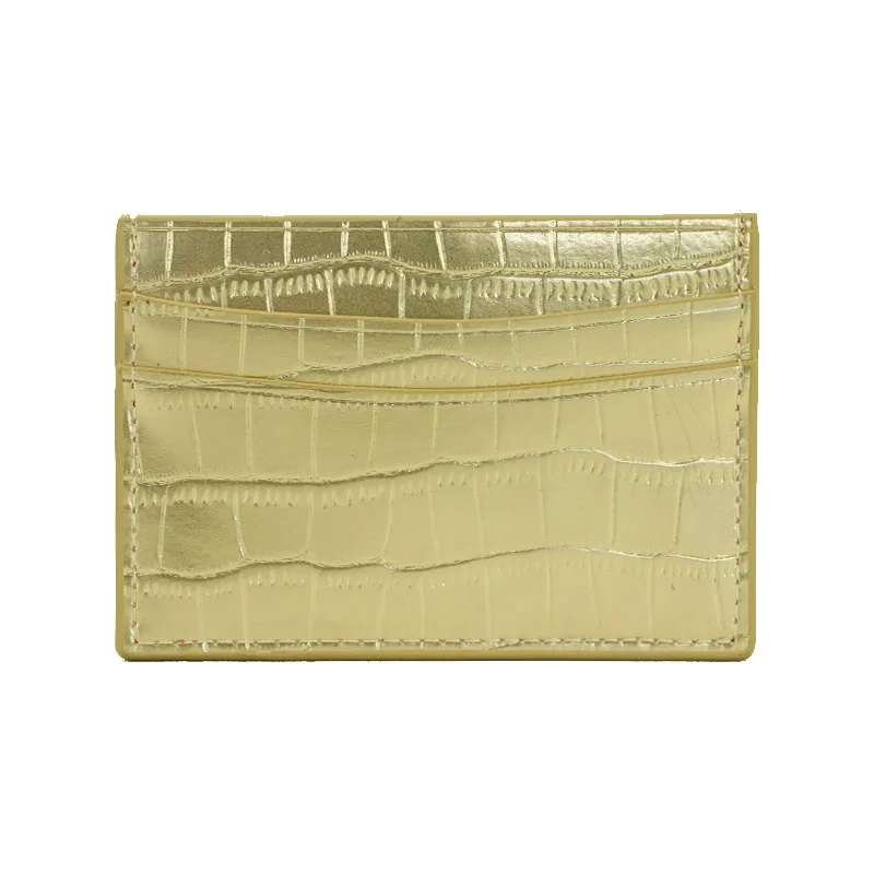 Металлический держатель для карт с крокодиловым узором мужчин и женщин кожаный
