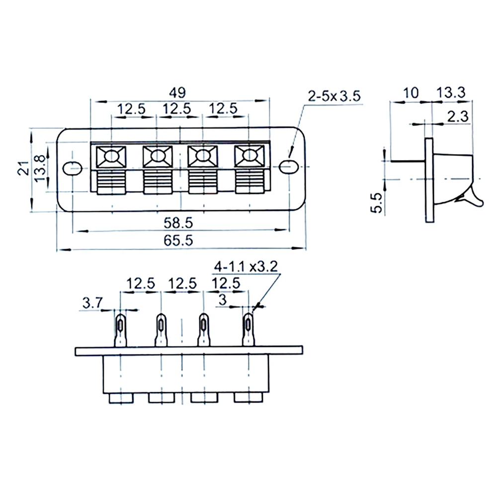 

5PCS Row 4 Pin 4 Position LED Aging Tester Speaker Terminal Board Connectors Durable