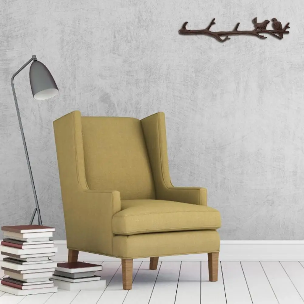 Кованый железный винтажный твиг принт с птицами рамка 6 крючками декоративный