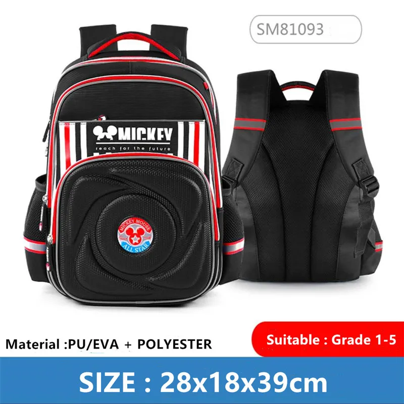 Disney Mickey girls boys school bags 3D cartoon orthopedic breathable backpack age 8-12 years primary school grade 1-5 boys gift