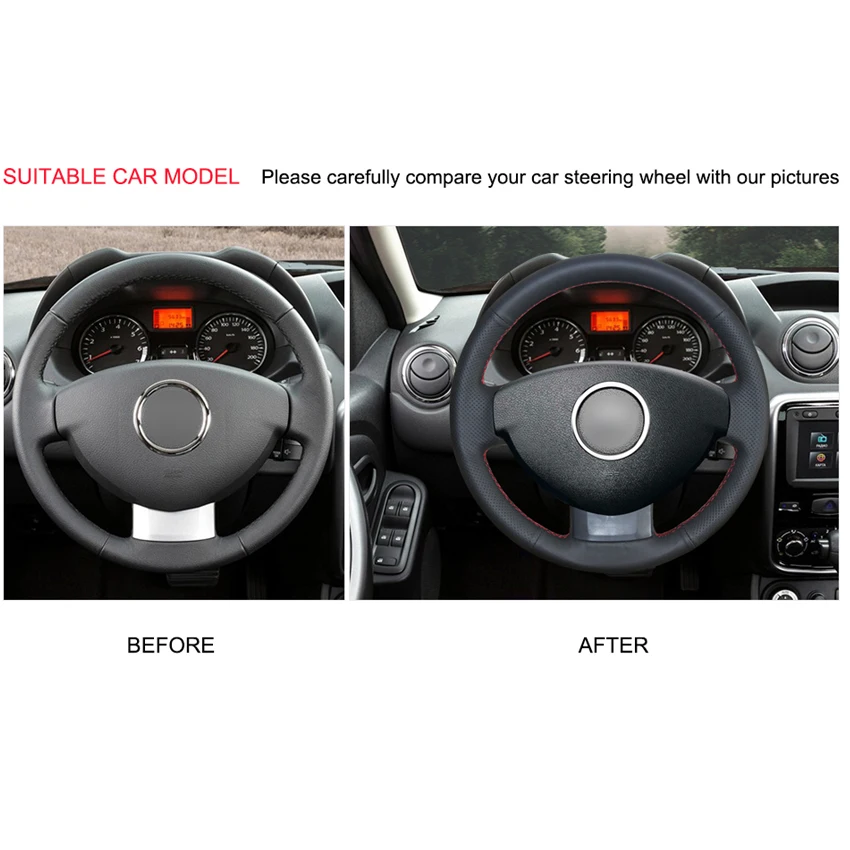MEWANT Black Artificial Leather Car Steering Wheel Cover for Renault Duster Dacia 2011 2012 2013 2014 2015 | Автомобили и