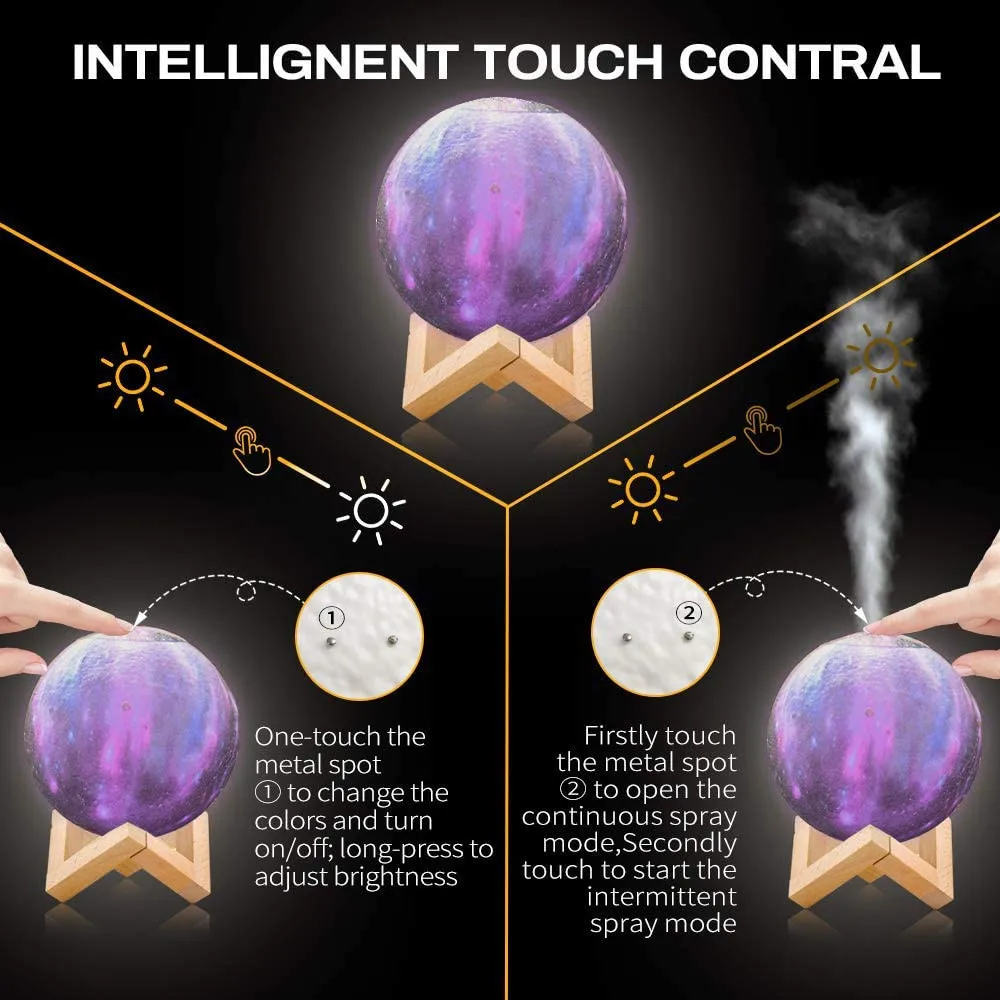 

880ML Air Humidifier 3D Moon Lamp light Diffuser Aroma Essential Oil USB Ultrasonic Humidificador Night Cool Mist Purifier