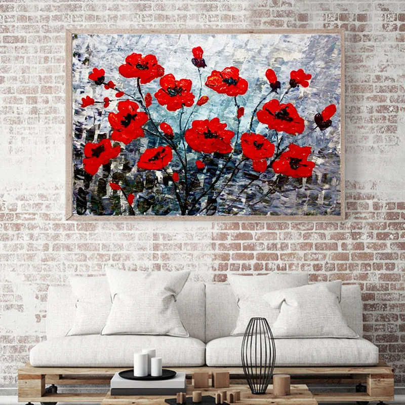 

Flower Canvas Poster Colorful Flora Posters and Prints Abstract Wall Art Purple Tulip Paintings Pictures for Living Room Decor