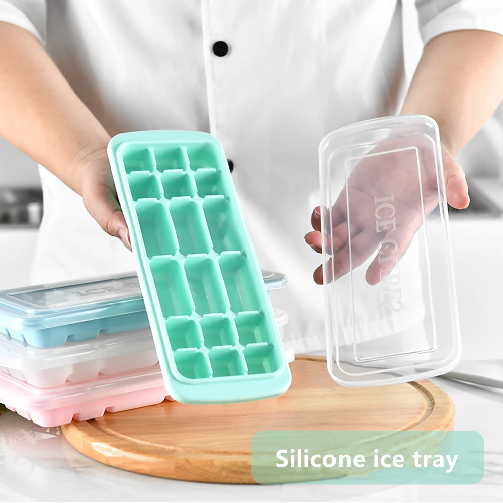 

Multifunction Ice Cube Tray With Lid Silicone Molds For Making Ice Cubes Fruit Smoothies Cookies Sushi Kitchen Tools Ice Maker
