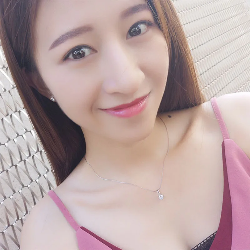 

925 Sterling Silver Romantic Wedding Necklace Jewelry Cubic Zirconia Pendant Necklace for Women Necklace Accessories